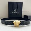 Width 4.0cm Versace leather belt with three-dimensional La Medusa double-sided buckle strap. pqimc9lz