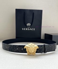 Width 4.0cm Versace leather belt with three-dimensional La Medusa double-sided buckle strap. pqimc9lz