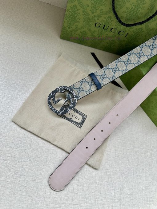 Double sided waist belt, with GG Supreme canvas on one side and tree cream cowhide on the ot evca63ld - Image 5