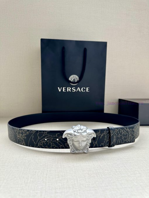 Width 4.0cm Versace leather belt with three-dimensional La Medusa double-sided buckle strap. 4rnufe51 - Image 2