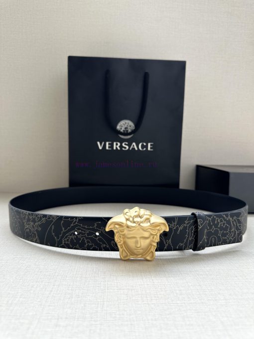 Width 4.0cm Versace leather belt with three-dimensional La Medusa double-sided buckle strap. pqimc9lz - Image 2