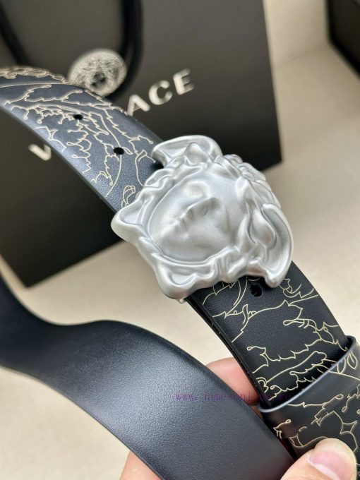 Width 4.0cm Versace leather belt with three-dimensional La Medusa double-sided buckle strap. 4rnufe51 - Image 3