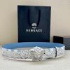 Width 4.0cm Versace leather belt with three-dimensional La Medusa double-sided buckle strap. c2pkbxt0