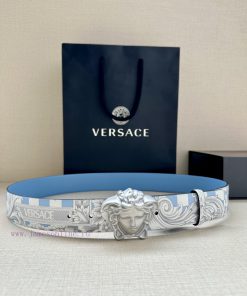 Width 4.0cm Versace leather belt with three-dimensional La Medusa double-sided buckle strap. c2pkbxt0