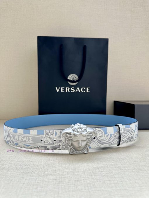 Width 4.0cm Versace leather belt with three-dimensional La Medusa double-sided buckle strap. c2pkbxt0
