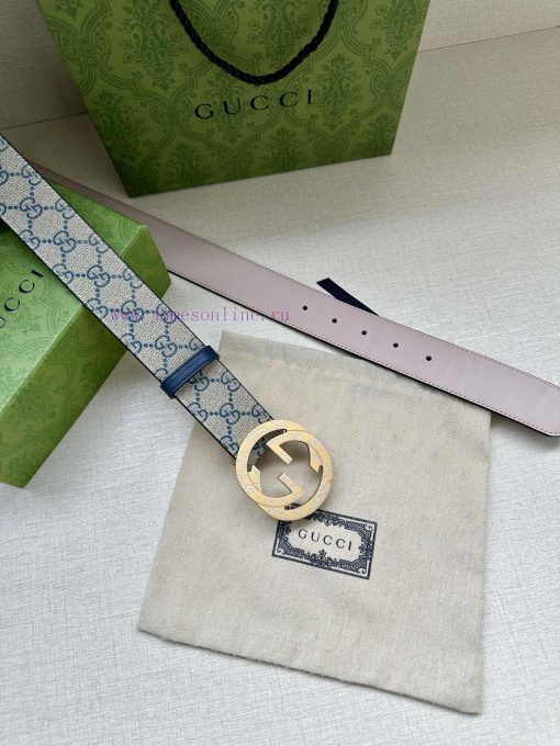 Double sided waist belt, with GG Supreme canvas on one side and tree cream cowhide on the ot evca63ld - Image 9
