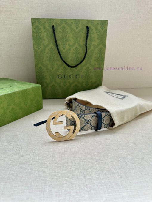 Double sided waist belt, with GG Supreme canvas on one side and tree cream cowhide on the ot evca63ld - Image 10