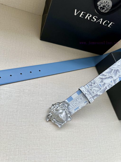 Width 4.0cm Versace leather belt with three-dimensional La Medusa double-sided buckle strap. c2pkbxt0 - Image 6