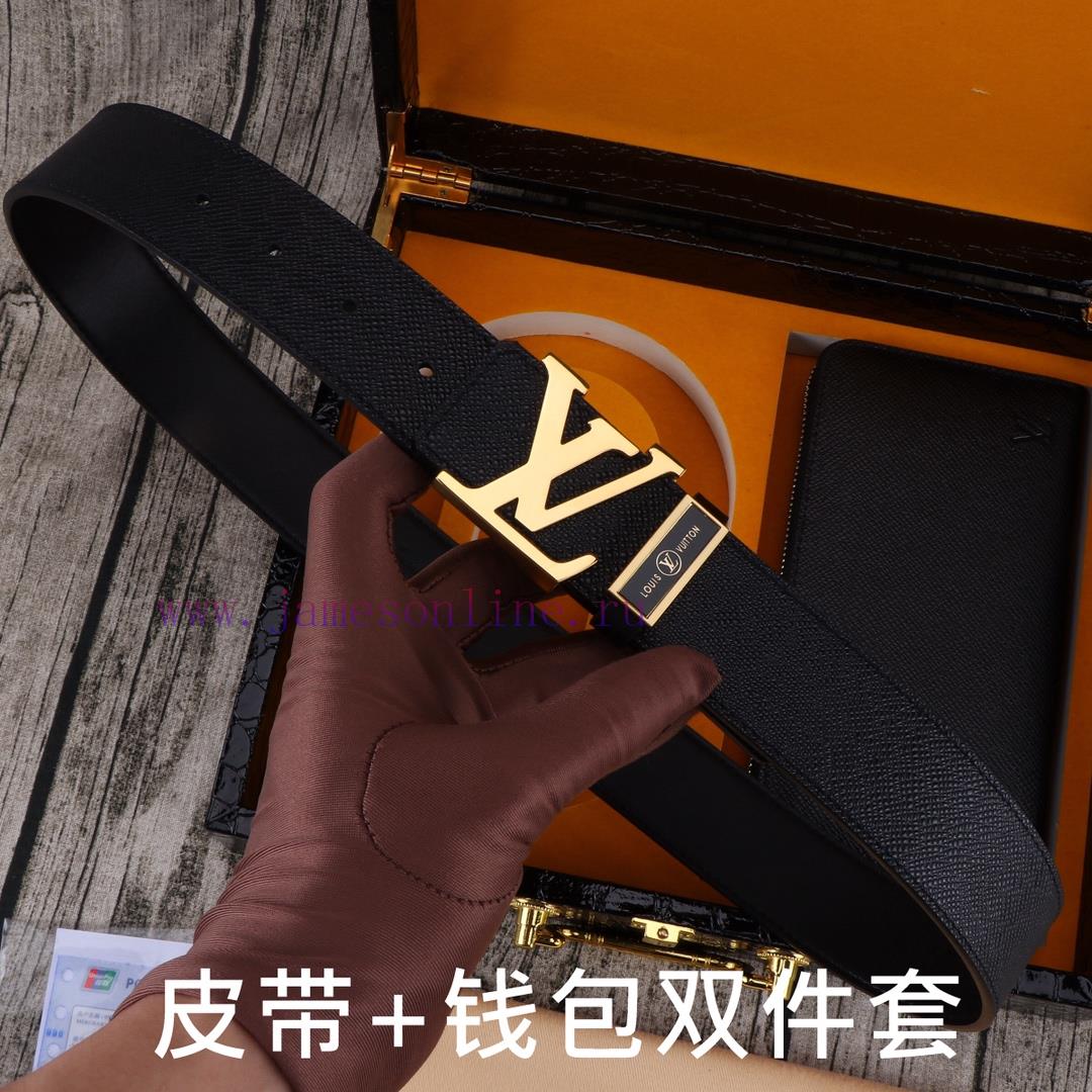 LV. Louis Vuitton Double Piece SetWooden box, belt+wallet, two-piece setGrade: Imported 100% gwvefaqi - Image 3