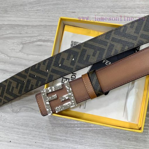 FENDI style with width of 4.0CM, double ring front and back waist belt, FF nail buckle, dual gyvx6o1u - Image 3