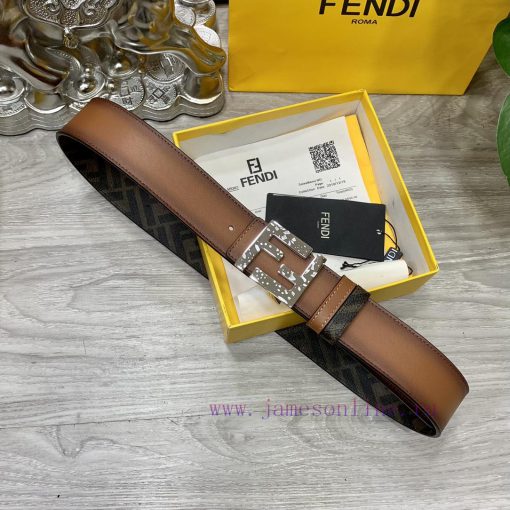 FENDI style with width of 4.0CM, double ring front and back waist belt, FF nail buckle, dual gyvx6o1u - Image 7