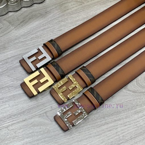 FENDI style with width of 4.0CM, double ring front and back waist belt, FF nail buckle, dual gyvx6o1u - Image 10