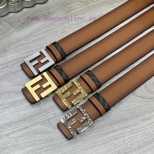 FENDI style with width of 4.0CM, double ring front and back waist belt, FF nail buckle, dual c22uxjaf - Image 10