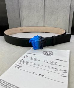 Width 4.0cm Versace This classic plain waist belt from Versace is adorned with the iconic Ve 0qnn842e