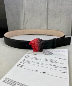 Width 4.0cm Versace This classic plain waist belt from Versace is adorned with the iconic Ve oinc2qew