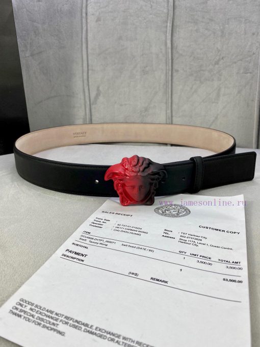 Width 4.0cm Versace This classic plain waist belt from Versace is adorned with the iconic Ve oinc2qew