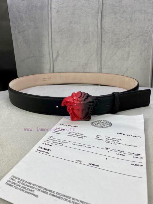 Width 4.0cm Versace This classic plain waist belt from Versace is adorned with the iconic Ve oinc2qew - Image 2