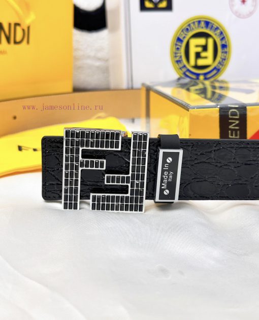 Belt FENDI Fendi ReproductionBelt made of 100% head layer cowhide with crocodile pattern, ev ijdmfxbn - Image 9