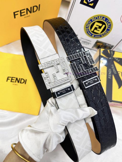 Belt FENDI Fendi ReproductionBelt made of 100% head layer cowhide with crocodile pattern, ev ijdmfxbn - Image 10
