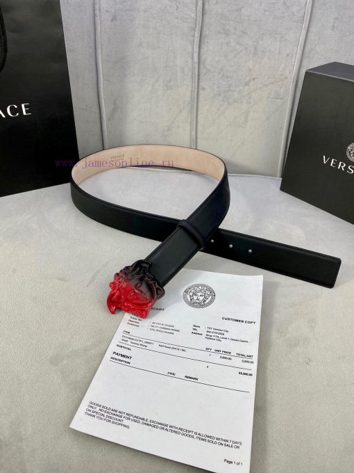 Width 4.0cm Versace This classic plain waist belt from Versace is adorned with the iconic Ve oinc2qew - Image 4