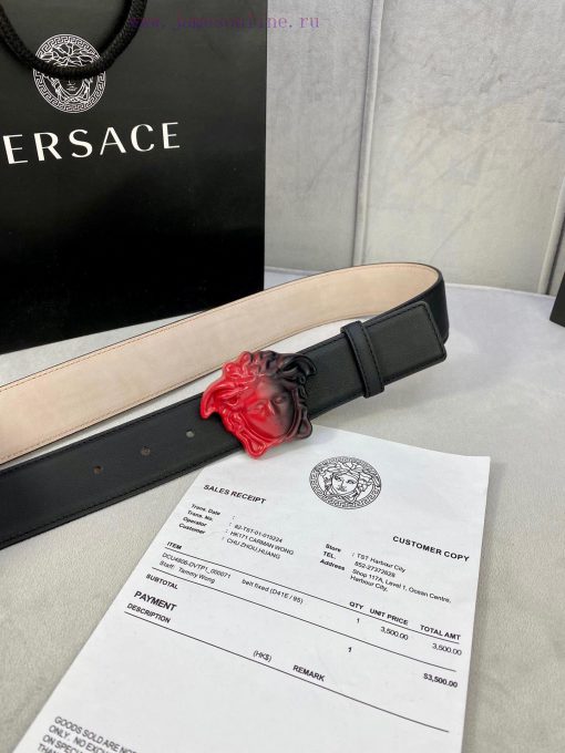 Width 4.0cm Versace This classic plain waist belt from Versace is adorned with the iconic Ve oinc2qew - Image 5