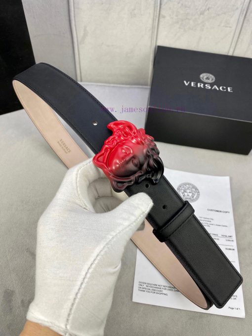 Width 4.0cm Versace This classic plain waist belt from Versace is adorned with the iconic Ve oinc2qew - Image 6