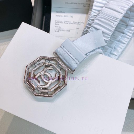 Top tier The correct versionC hanel 22 water drill Pearl square buckle Calfskin elastic wais viu6owkj - Image 5