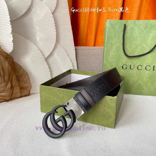 Gucci's new embossed waistband, with coffee colored cowhide pressed with small flowers at th i04ou44y - Image 2