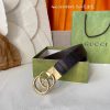 Gucci's new embossed waistband, with coffee colored cowhide pressed with small flowers at th 9wdgfndp