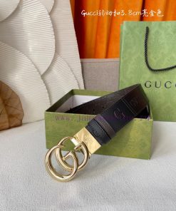 Gucci's new embossed waistband, with coffee colored cowhide pressed with small flowers at th 9wdgfndp