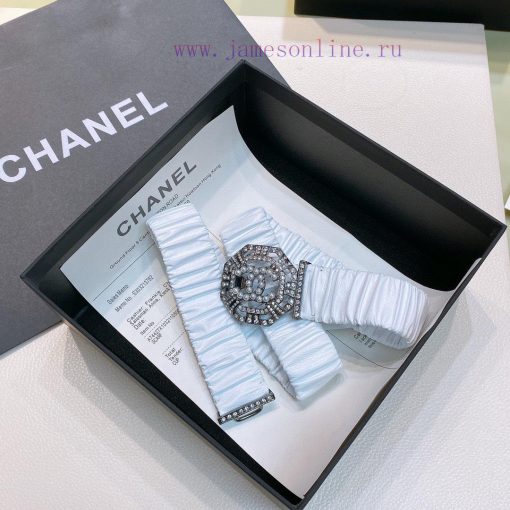 Top tier The correct versionC hanel 22 water drill Pearl square buckle Calfskin elastic wais 2o4bh4iz - Image 6