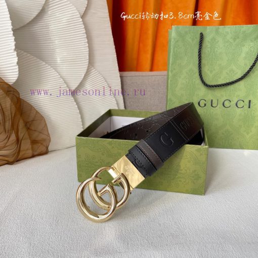 Gucci's new embossed waistband, with coffee colored cowhide pressed with small flowers at th 9wdgfndp - Image 2