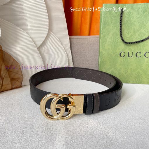Gucci's new embossed waistband, with coffee colored cowhide pressed with small flowers at th 9wdgfndp - Image 3