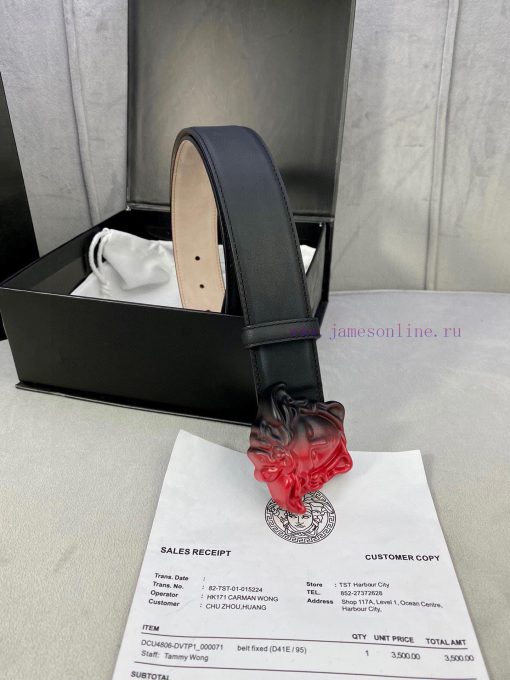 Width 4.0cm Versace This classic plain waist belt from Versace is adorned with the iconic Ve oinc2qew - Image 10