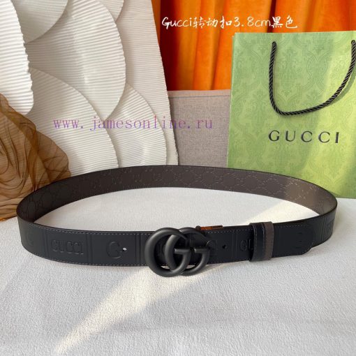 Gucci's new embossed waistband, with coffee colored cowhide pressed with small flowers at th i04ou44y - Image 6