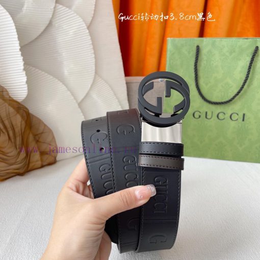 Gucci's new embossed waistband, with coffee colored cowhide pressed with small flowers at th qth527d5 - Image 4