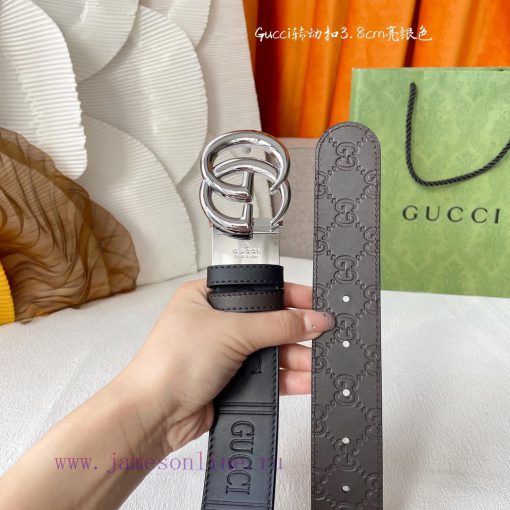 Gucci's new embossed waistband, with coffee colored cowhide pressed with small flowers at th a61737u1 - Image 5