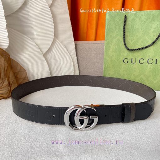 Gucci's new embossed waistband, with coffee colored cowhide pressed with small flowers at th a61737u1 - Image 6