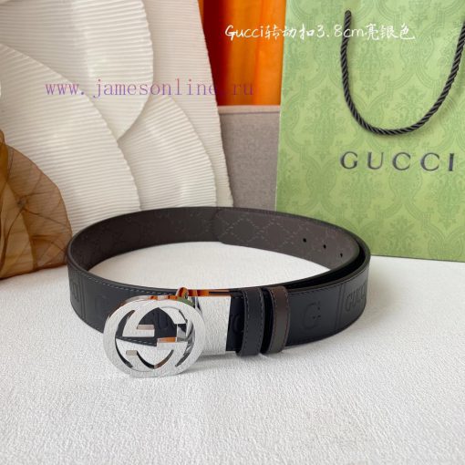 Gucci's new embossed waistband, with coffee colored cowhide pressed with small flowers at th gmpyvada - Image 3