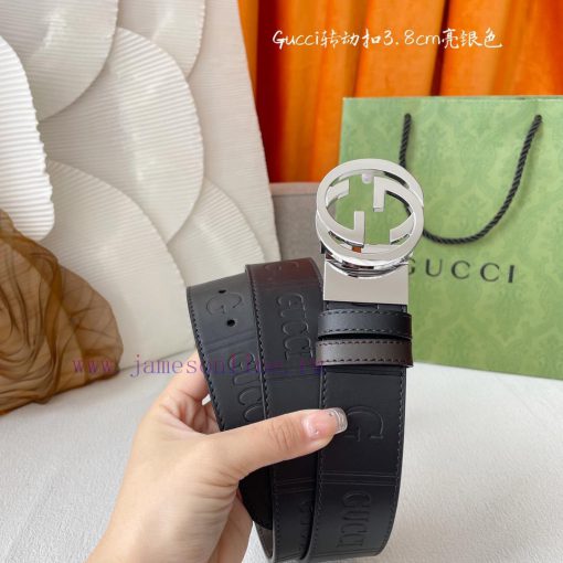 Gucci's new embossed waistband, with coffee colored cowhide pressed with small flowers at th gmpyvada - Image 4