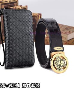 Belt and wallet two-piece setWooden box with accompanying picturesVERSACE Belt+Wallet SetBuc 03kynm3i