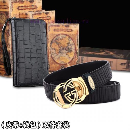 Belt and wallet two-piece setWooden box with accompanying picturesGUCC @ Belt+Wallet SetBuck zlh76l87 - Image 7