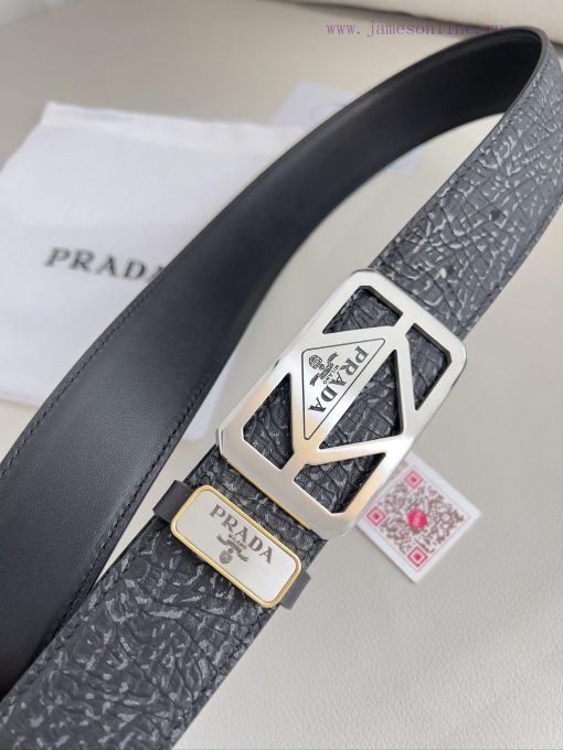 Prada PRADA ️ Belt and beltBuckle, classic pure steel material buckle, top layer cowhide, ph f00qkc5n - Image 5