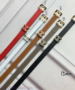 Herm è s Women's Needle Buckle Belt Imported Head Layer Leather Palm Pattern Surface with Ea e1l2vouw