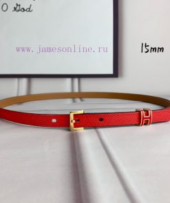 Herm è s Women's Needle Buckle Belt Imported Head Layer Leather Red Palm Pattern Surface wit gobh4idh