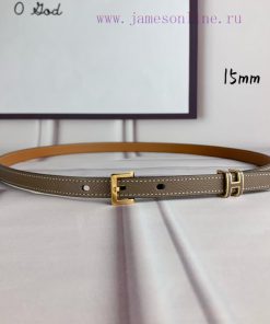 Herm è s Women's Needle Buckle Belt Imported Head Layer Leather Gray Palm Pattern Surface wi 2vtc3oyd