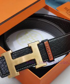 HERMES. HermesElephant leather pattern men's leather waist belt with a width of 3.8cm. The b m3lzju65