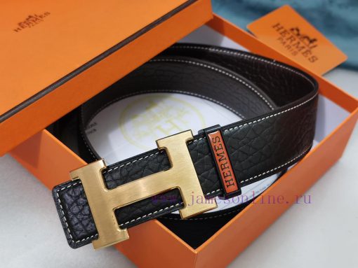 HERMES. HermesElephant leather pattern men's leather waist belt with a width of 3.8cm. The b m3lzju65