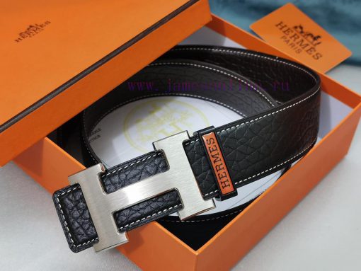 HERMES. HermesElephant leather pattern men's leather waist belt with a width of 3.8cm. The b ntt7qy6g - Image 2