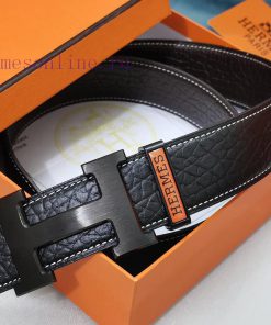 HERMES. HermesElephant leather pattern men's leather waist belt with a width of 3.8cm. The b mkpg6u7n